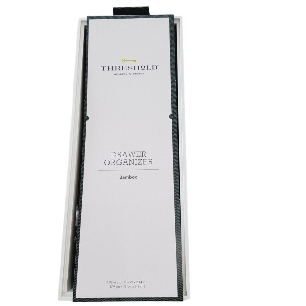 Threshold white Bamboo Drawer Organizer NWT 14 by 5 by 2 inches